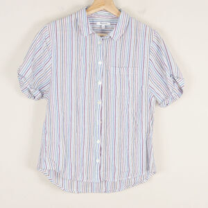 Madewell Chronicle Rainbow Stripe Short Sleeve Button Shirt Womens Sz XS